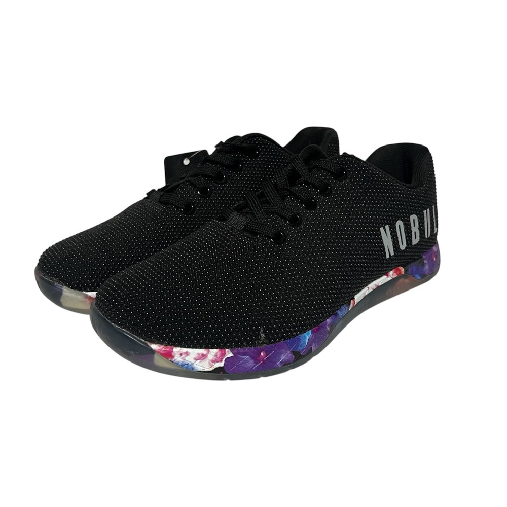 NOBULL Black and Purple Athletic Shoes with Floral Print